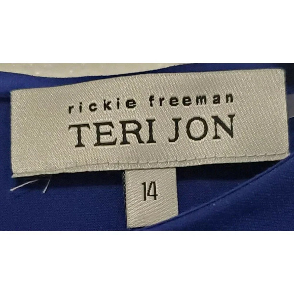 Teri Jon Royal Blue Stretch Cold Shoulder Dress - Picture 9 of 9